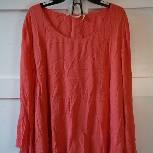 Soft Surroundings, Bell Sleeve Layered Blouse, Coral, Pink - Picture 3 of 6